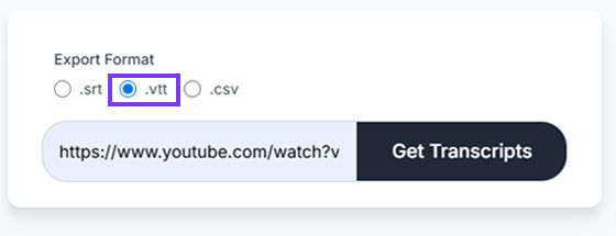 Step 2: Select SRT export format